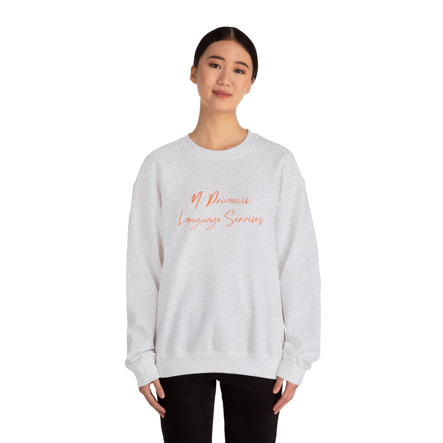 N. Primozic Language Services Sweatshirt Orange Font