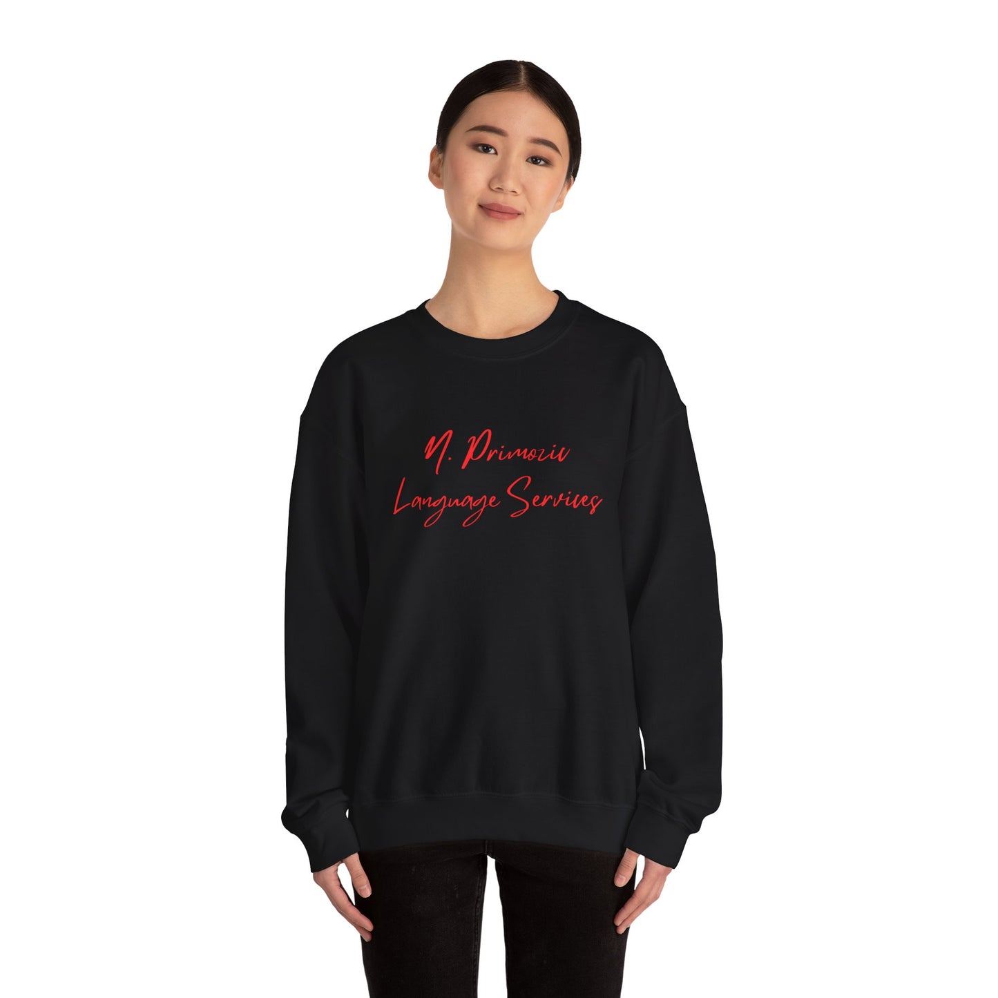 N. Primozic Language Services Sweatshirt Red Font