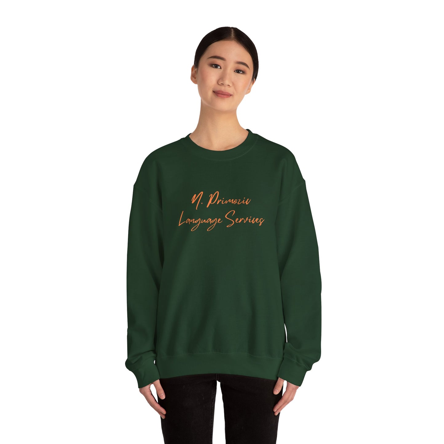 N. Primozic Language Services Sweatshirt Orange Font