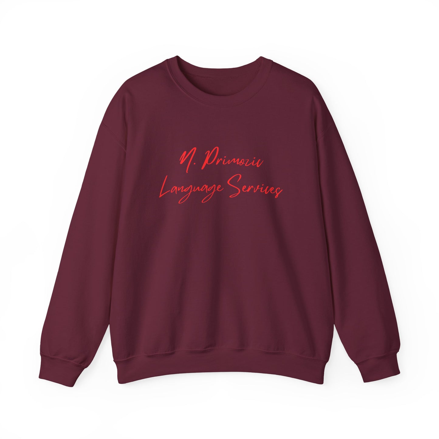 N. Primozic Language Services Sweatshirt Red Font