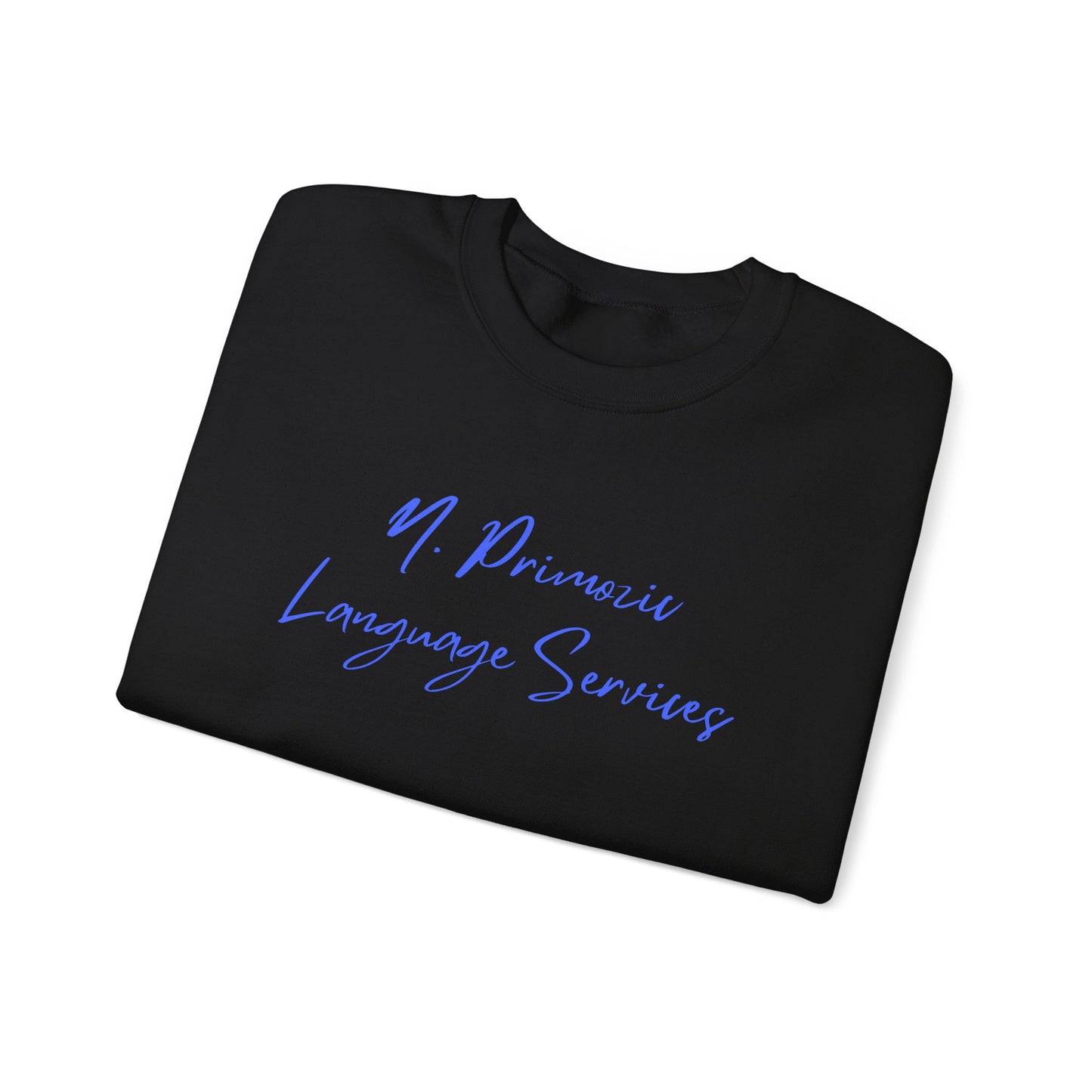 N. Primozic Language Services Sweatshirt Blue Font
