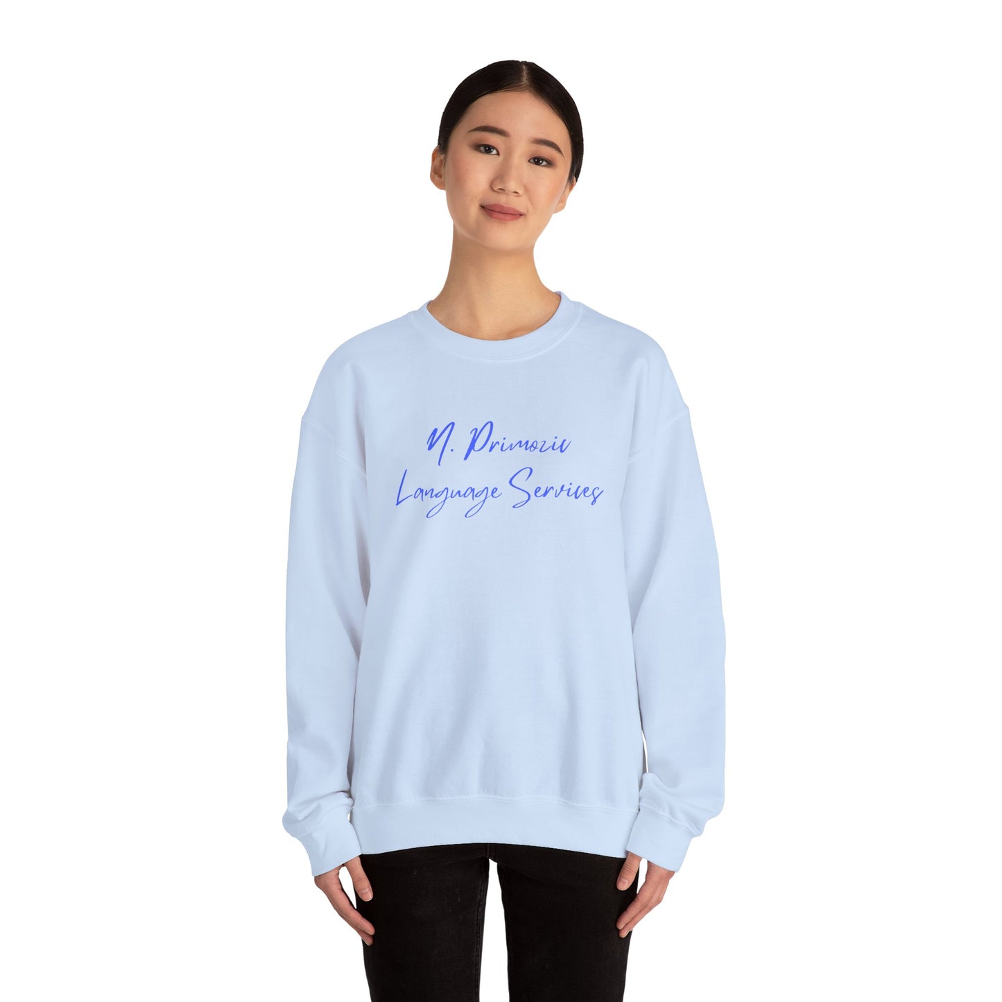 N. Primozic Language Services Sweatshirt Blue Font