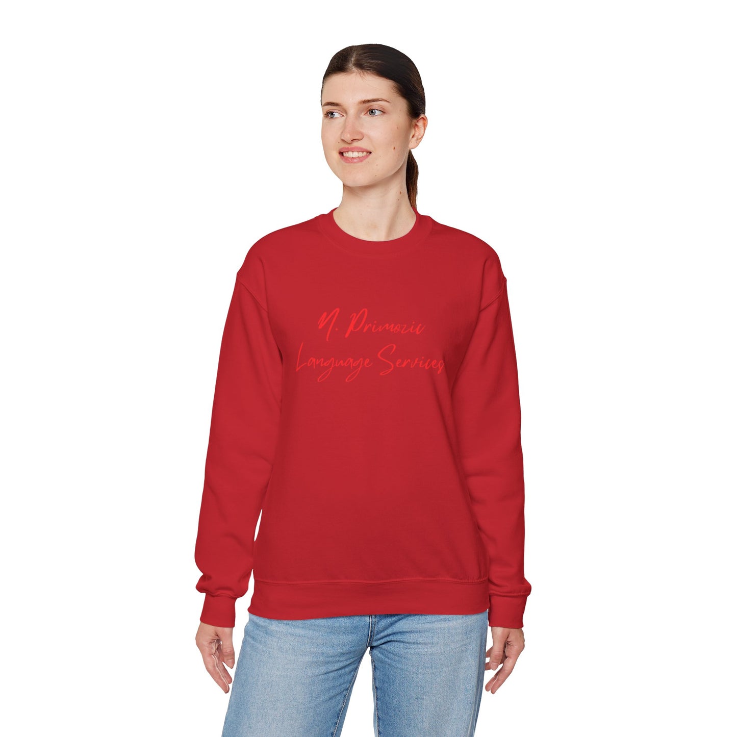 N. Primozic Language Services Sweatshirt Red Font