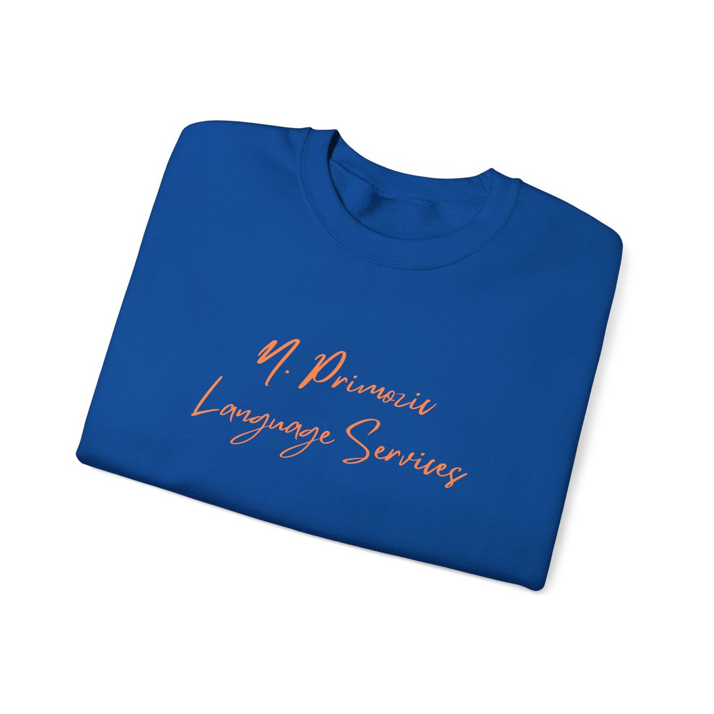 N. Primozic Language Services Sweatshirt Orange Font