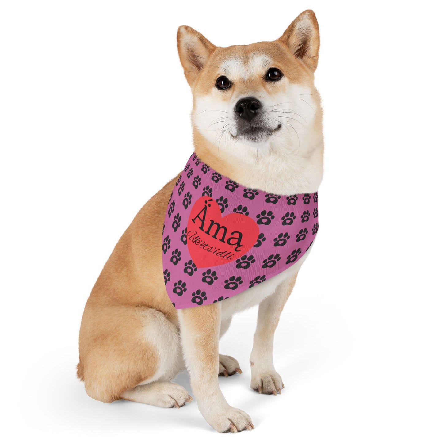 "I Love My Mom" Dog Bandana Pink
