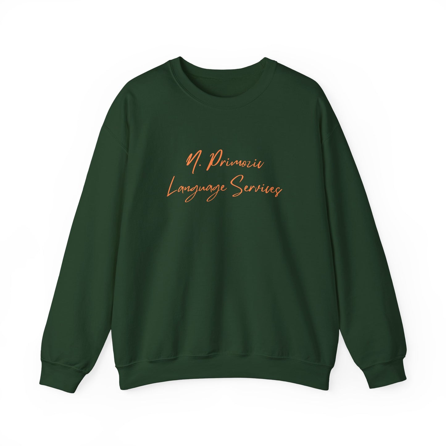 N. Primozic Language Services Sweatshirt Orange Font