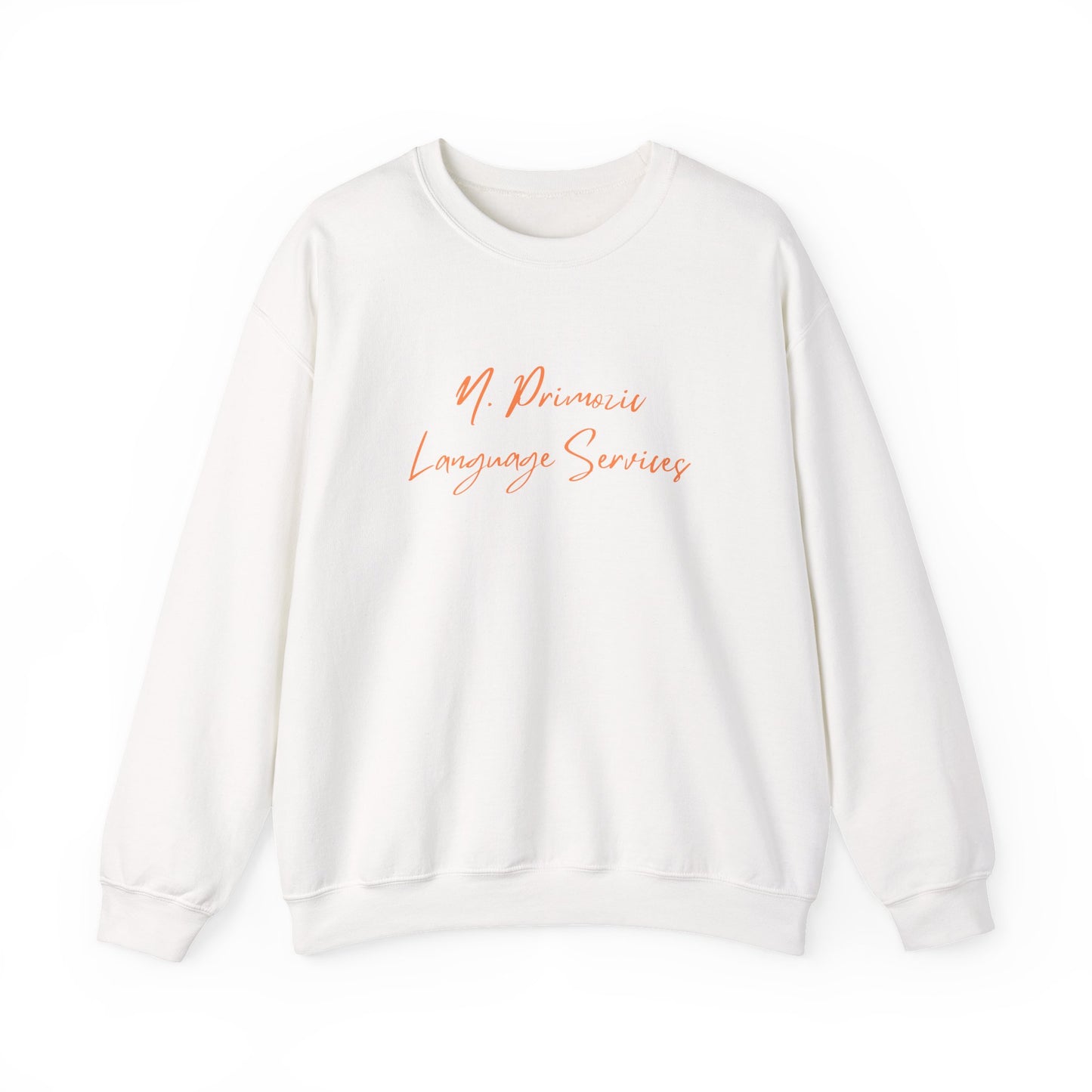N. Primozic Language Services Sweatshirt Orange Font