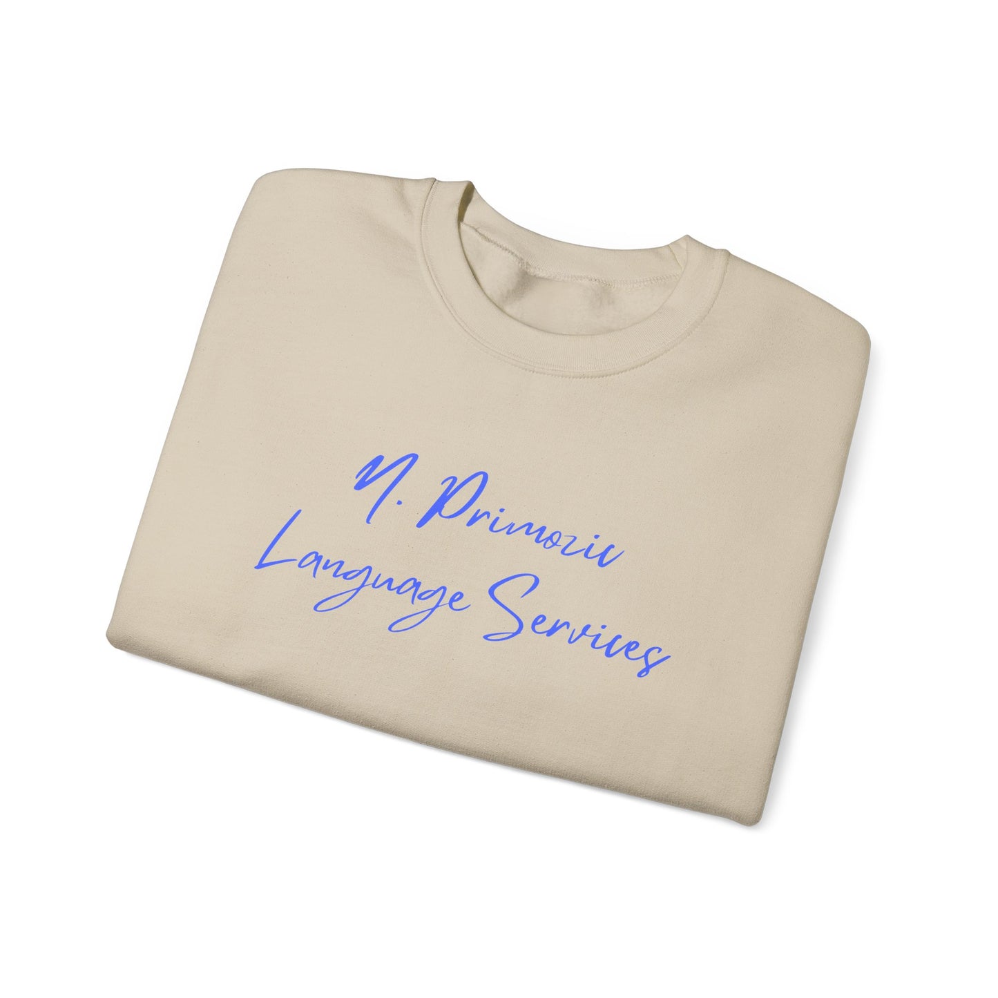 N. Primozic Language Services Sweatshirt Blue Font