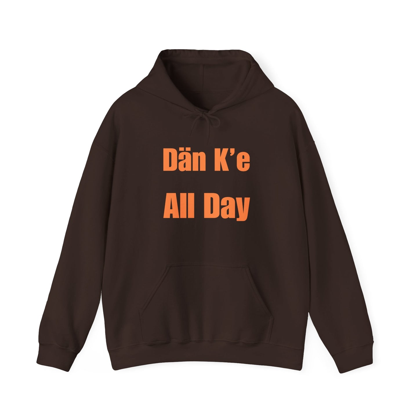 Dän K’e All Day Bold Hoodie Orange Font