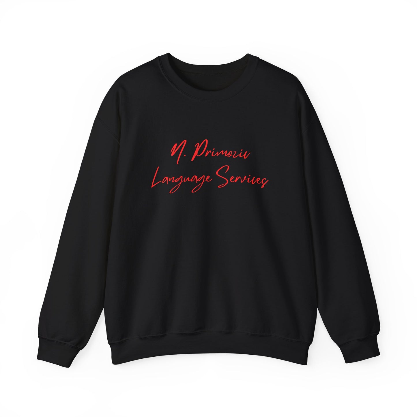 N. Primozic Language Services Sweatshirt Red Font