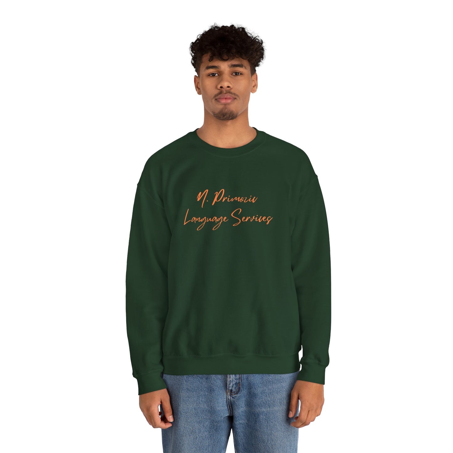N. Primozic Language Services Sweatshirt Orange Font