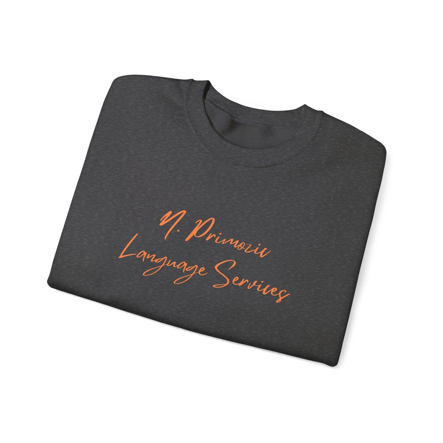N. Primozic Language Services Sweatshirt Orange Font