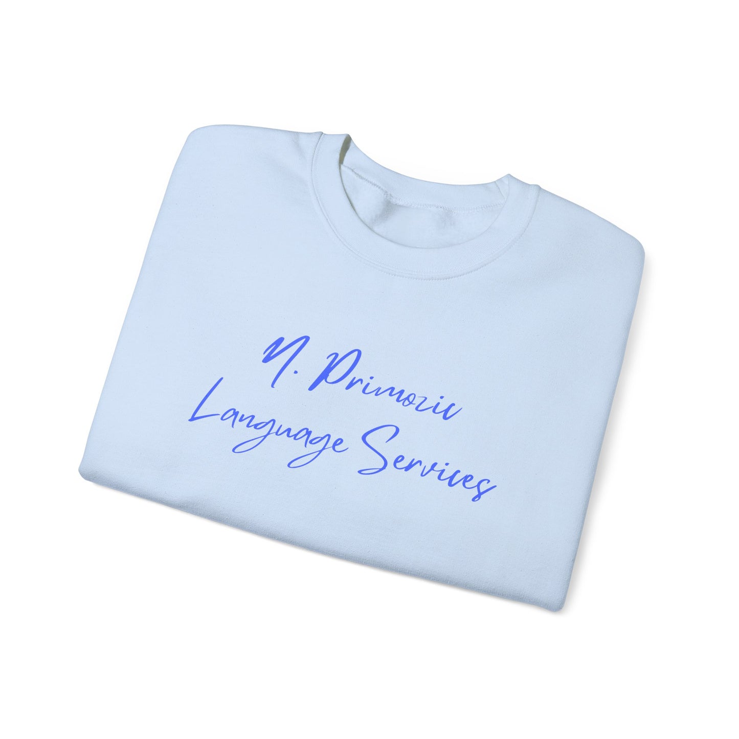 N. Primozic Language Services Sweatshirt Blue Font
