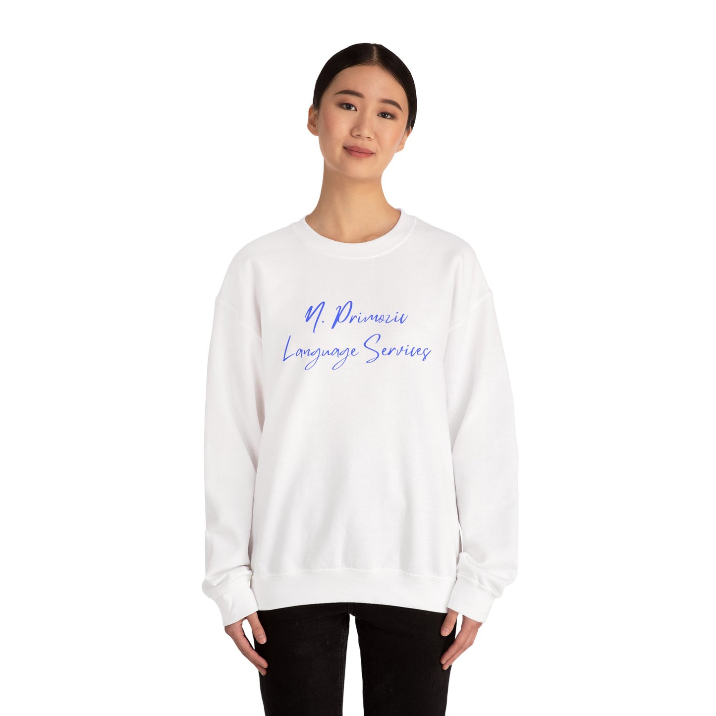 N. Primozic Language Services Sweatshirt Blue Font