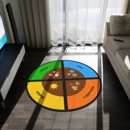 Seasonal Dän K’e Round Rug — Four Seasons Southern Tutchone Symbol Floor Mat