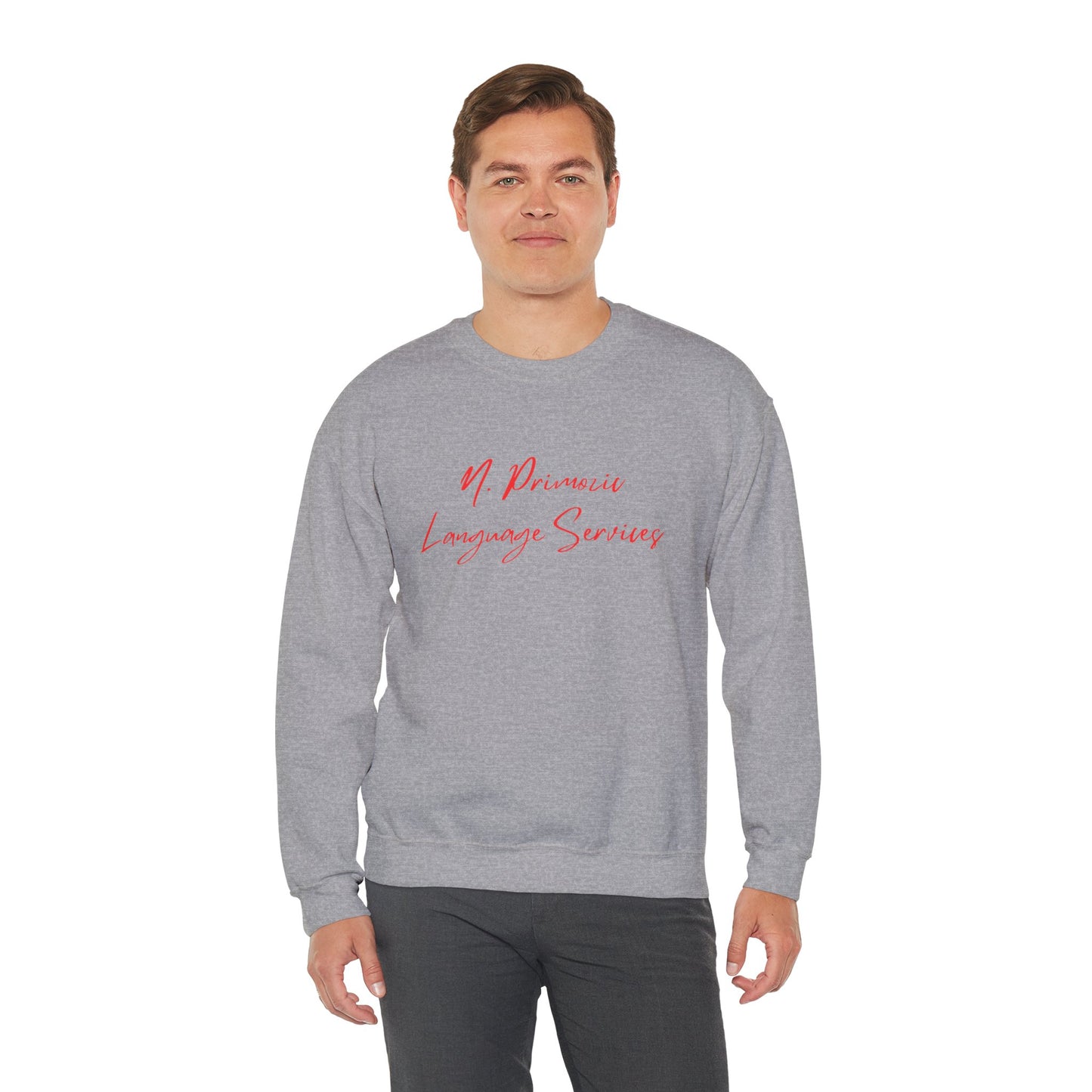 N. Primozic Language Services Sweatshirt Red Font