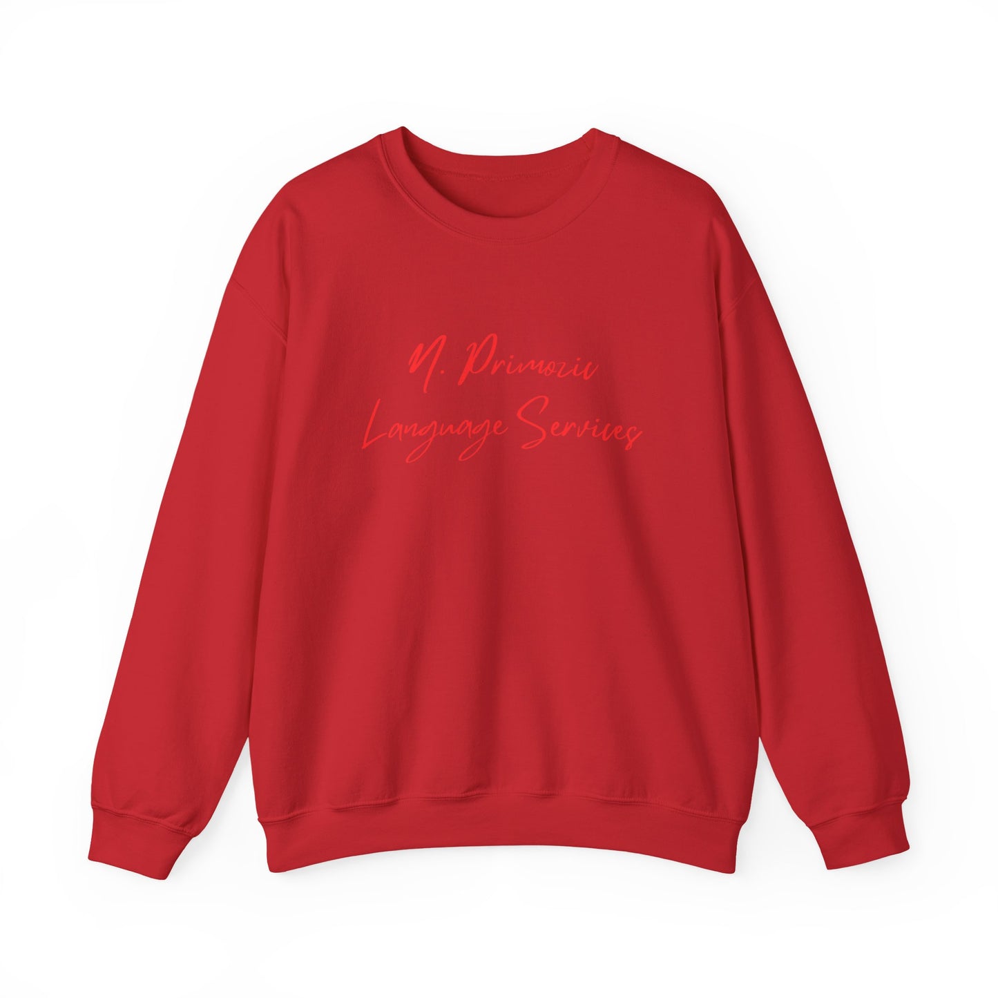 N. Primozic Language Services Sweatshirt Red Font