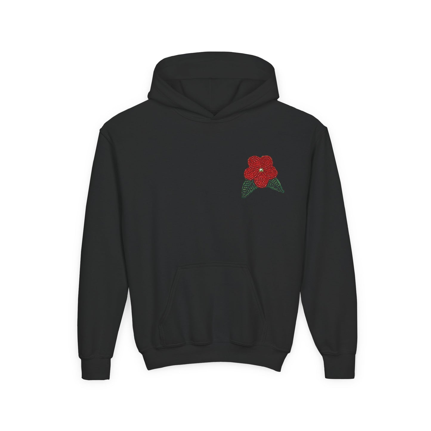 Youth Beaded Flower Hoodie Red