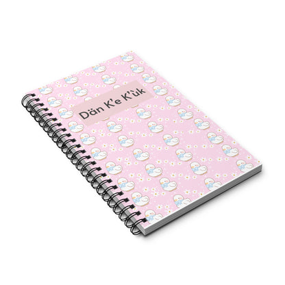 My Language Notebook Spiral Journal — Cute Pastel Duck Pattern, Pink School Notebook