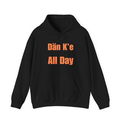 Dän K’e All Day Bold Hoodie Orange Font