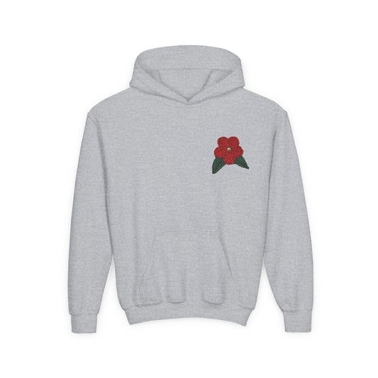 Youth Beaded Flower Hoodie Red