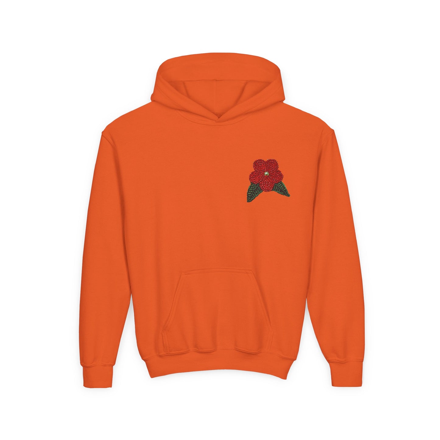 Youth Beaded Flower Hoodie Red