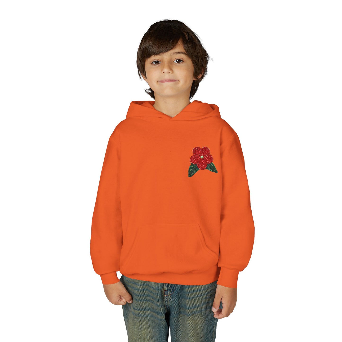 Youth Beaded Flower Hoodie Red