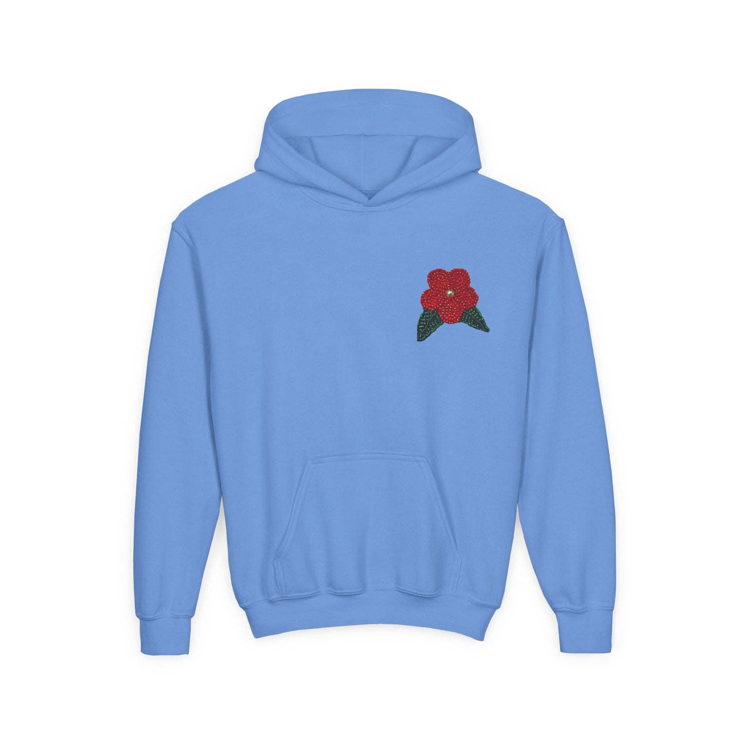 Youth Beaded Flower Hoodie Red