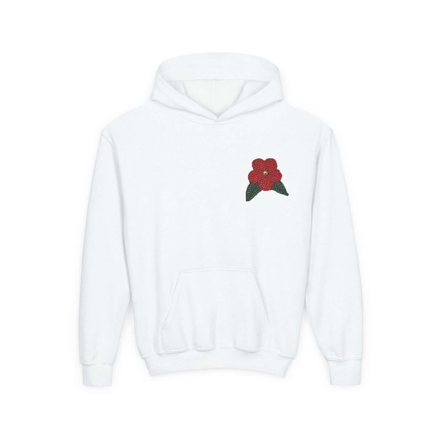Youth Beaded Flower Hoodie Red