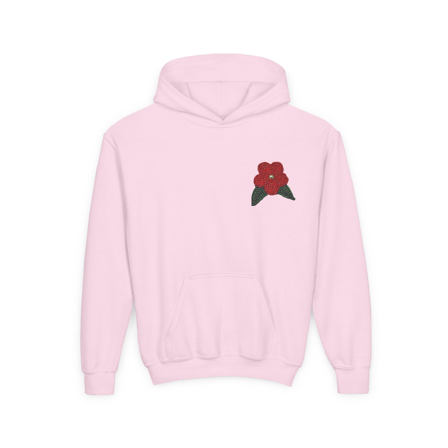 Youth Beaded Flower Hoodie Red