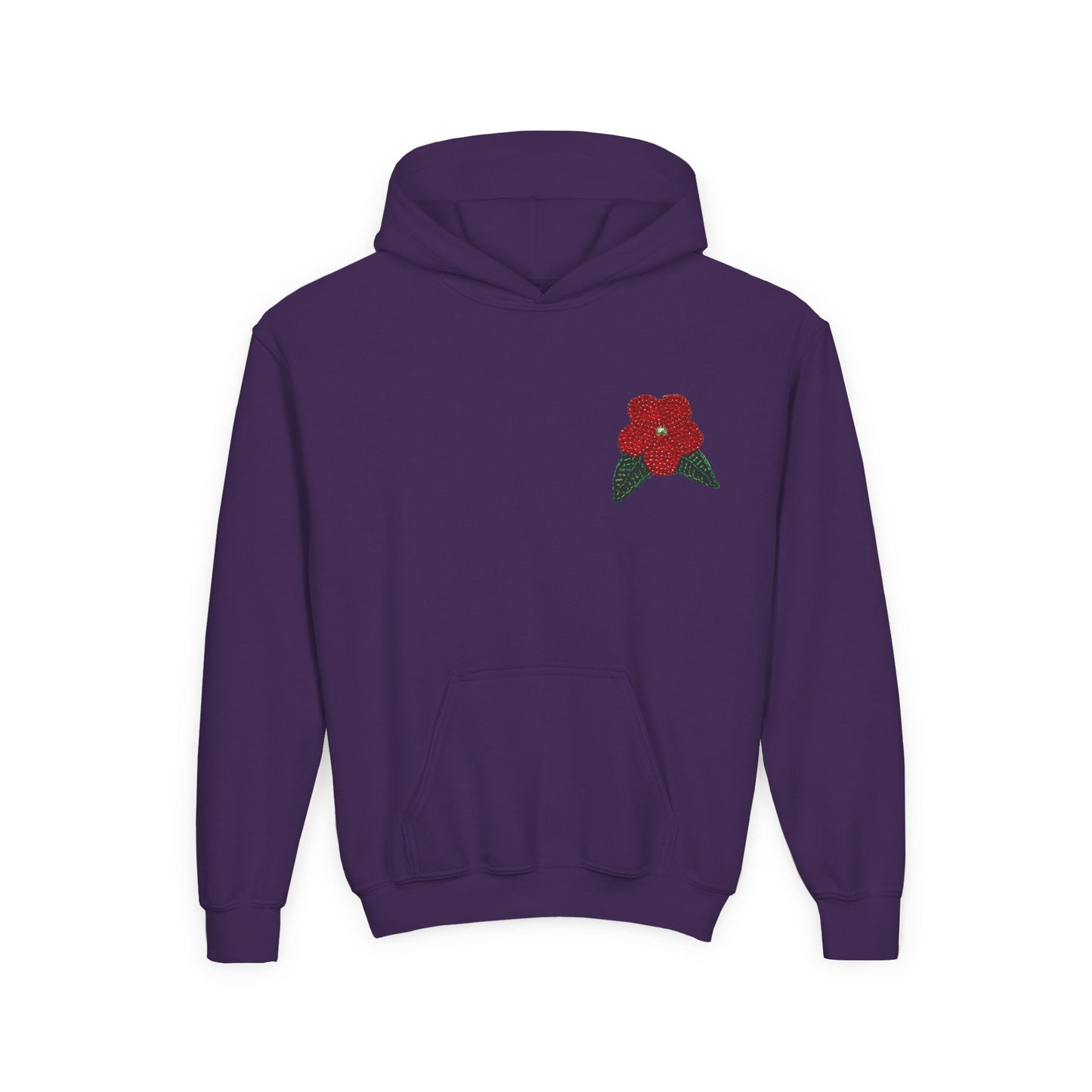 Youth Beaded Flower Hoodie Red