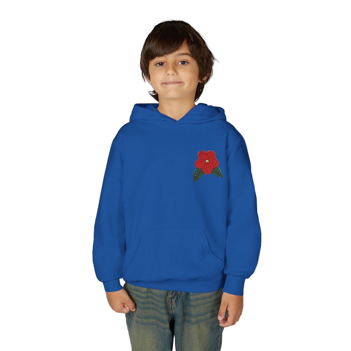 Youth Beaded Flower Hoodie Red