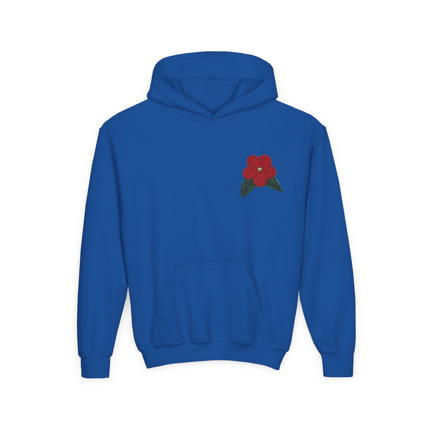 Youth Beaded Flower Hoodie Red