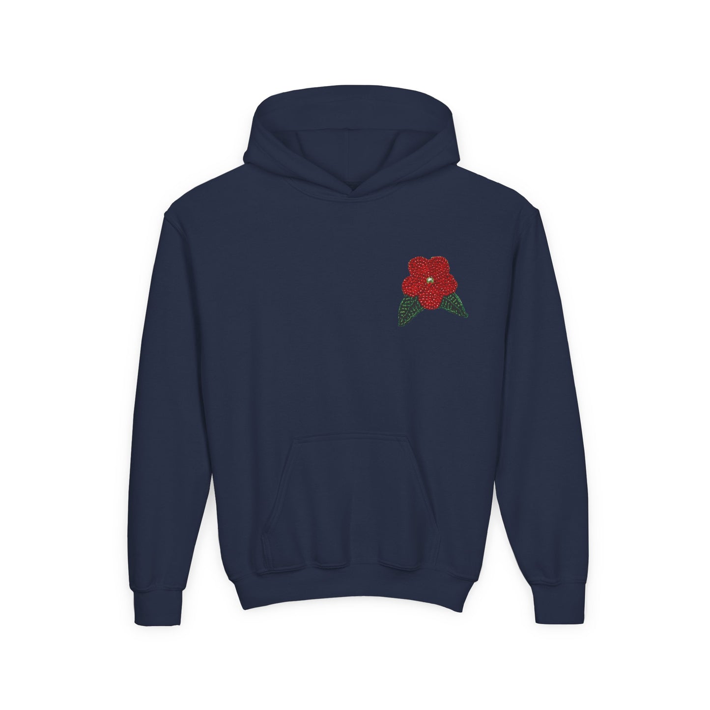 Youth Beaded Flower Hoodie Red
