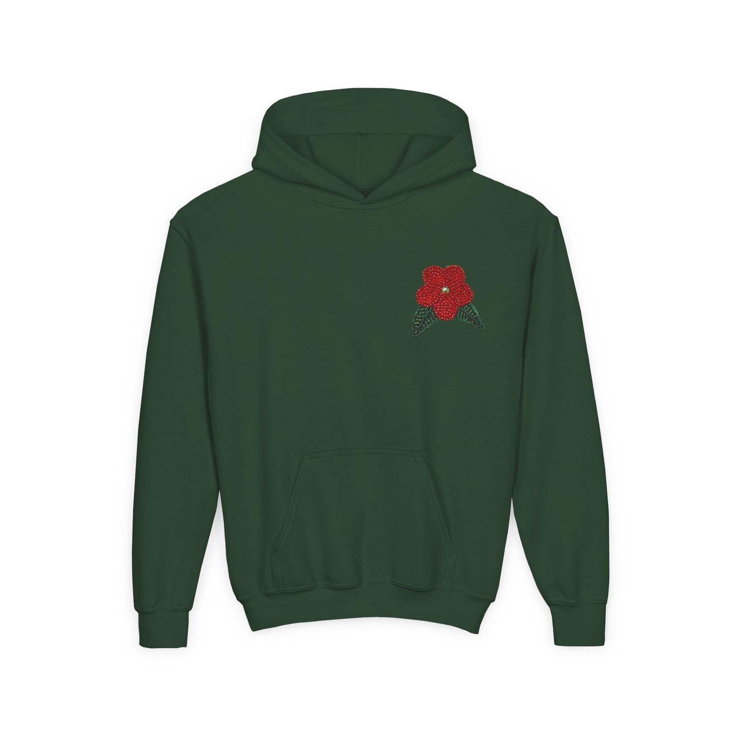 Youth Beaded Flower Hoodie Red