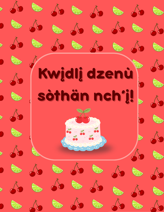 Birthday Card Cherry Lime Editable Template 10"x7"